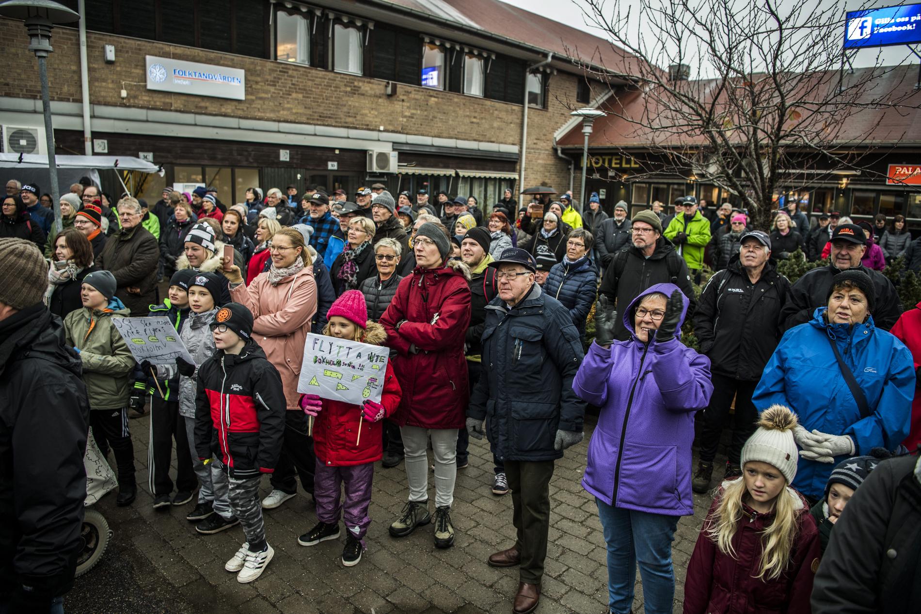 Protester i Boxholm 2018 när ostproduktionen skulle flyttas. 