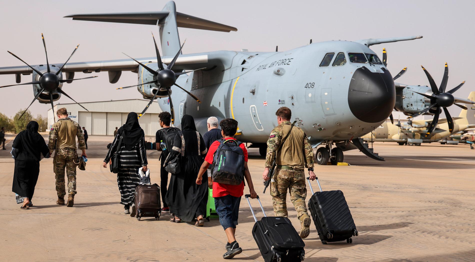 Brittiska medborgare som evakueras från Khartum.