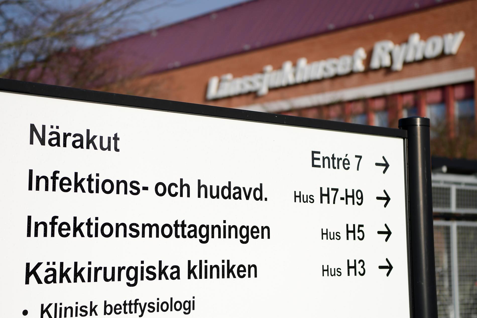 Infektionsmottagningen på Länssjukhuset Ryhov i Jönköping, där en patient vårdades för coronasmittan redan i början av februari.