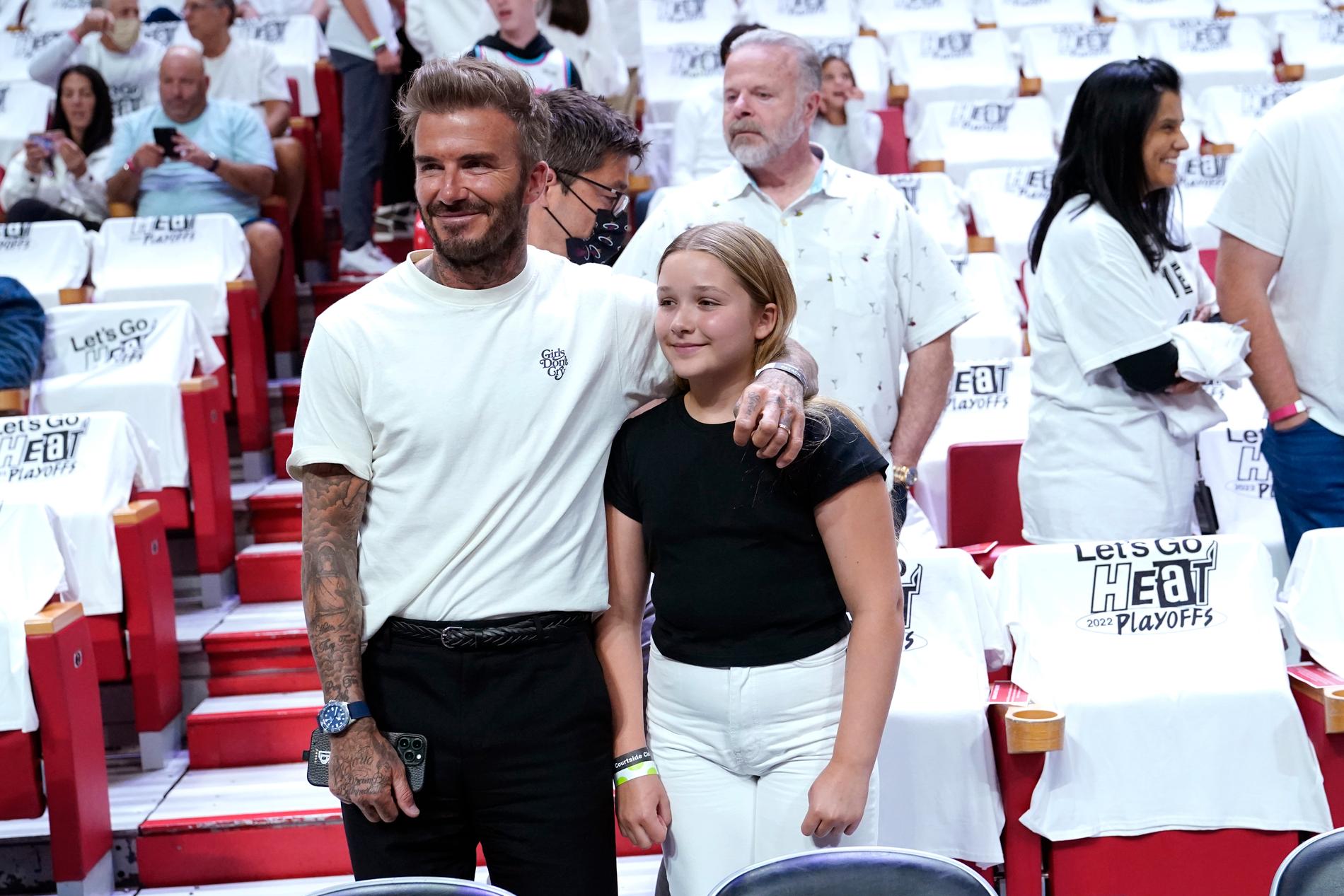 David Beckham med dottern Harper.