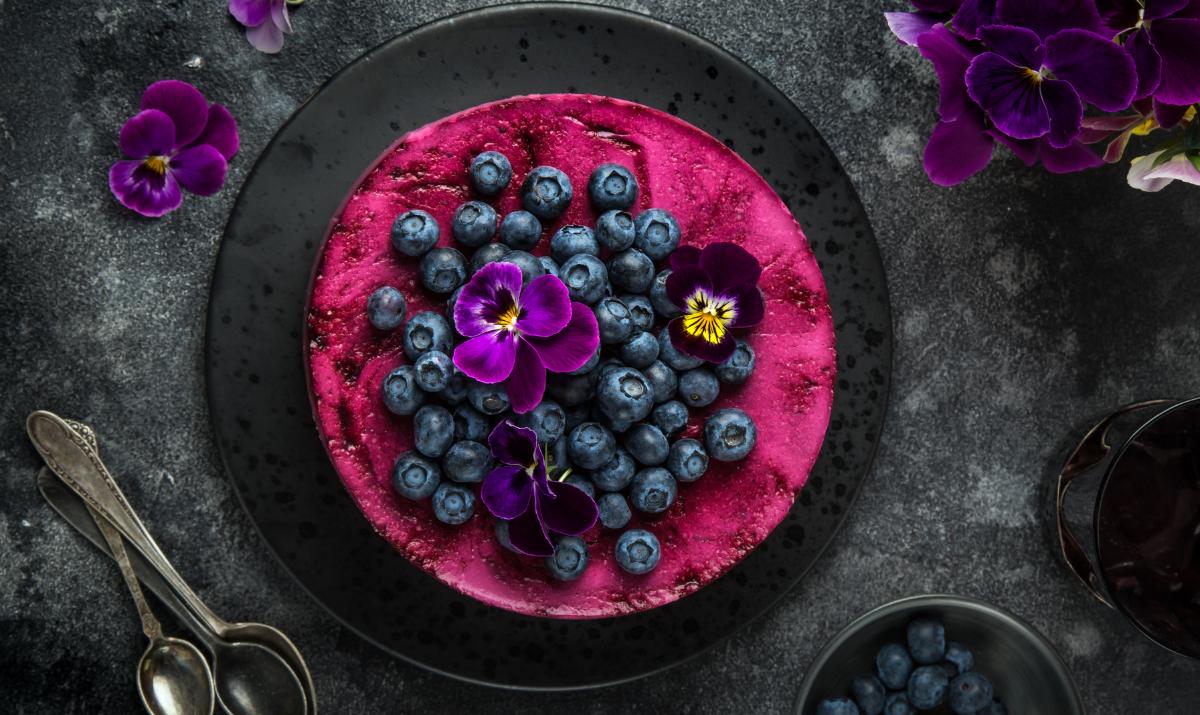 Bjud på vegansk blåbärscheesecake.