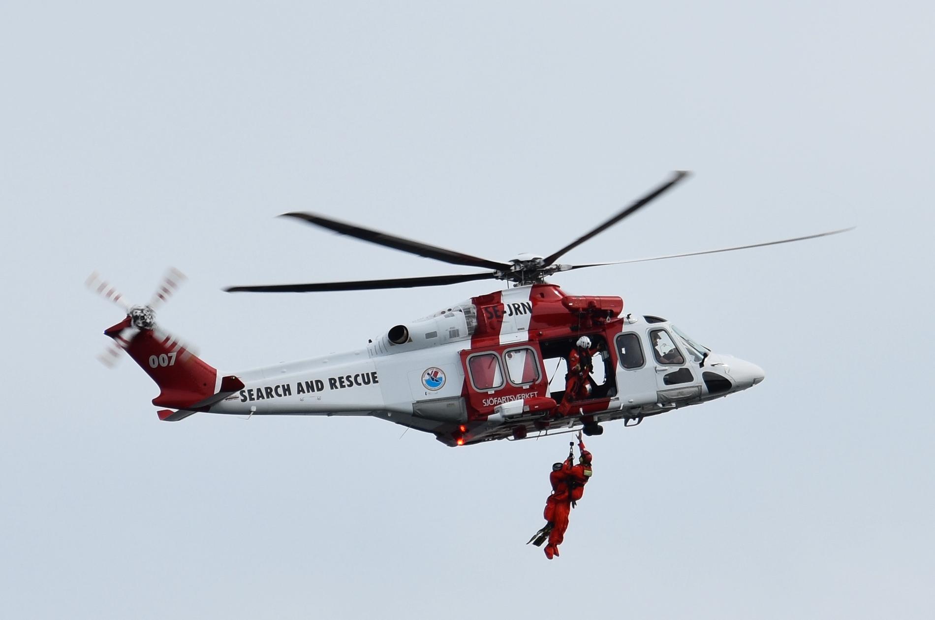 Sjöfartsverkets räddningshelikopter. Bilden är tagen vid tidigare tillfälle.