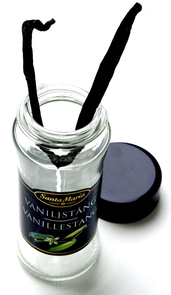 För dyr Äkta vanilj förekommer i glass men kemiskt framställt vanillin är vanligare.