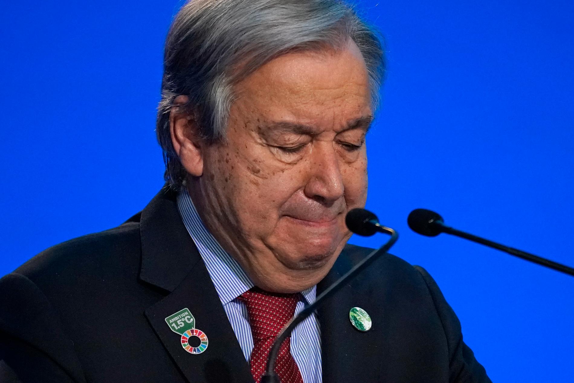 FN-chefen António Guterres vid klimatmötet i Glasgow.