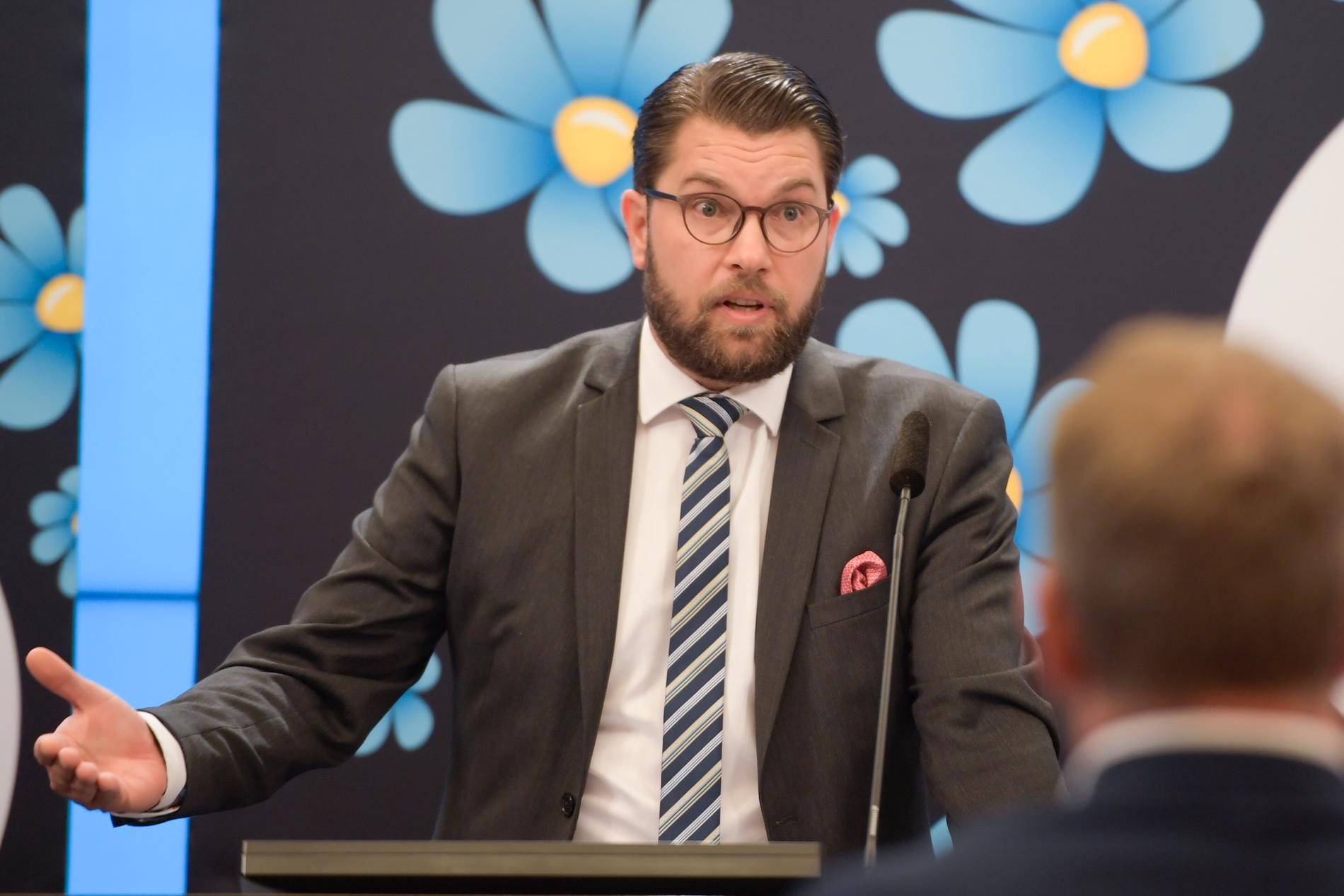 SD-ledaren Jimmie Åkesson vill höja polisers löner för att locka fler till yrket.