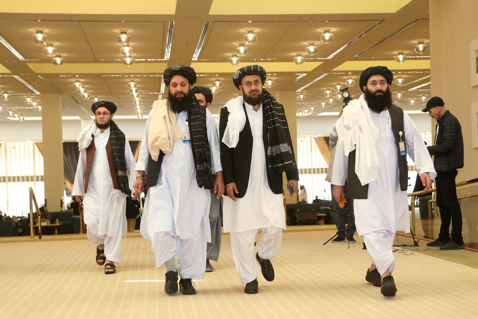 Företrädare för talibanerna som träffade USA:s delegation i Doha i februari.
