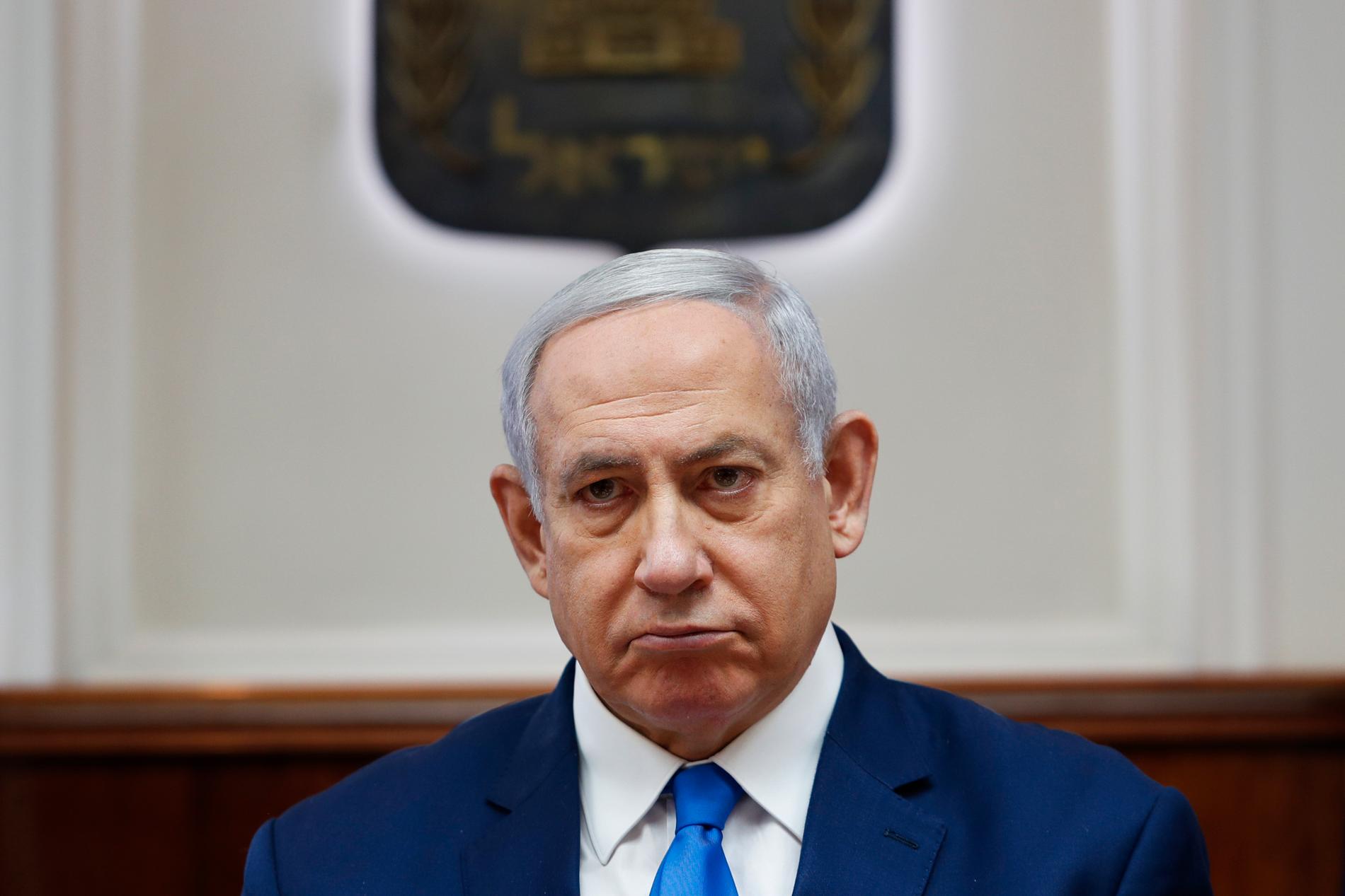 Sittande premiärminister Benjamin Netanyahu uppmanar alla högerpolitiker att rösta mot det förslagna regeringsunderlaget. Arkivbild.