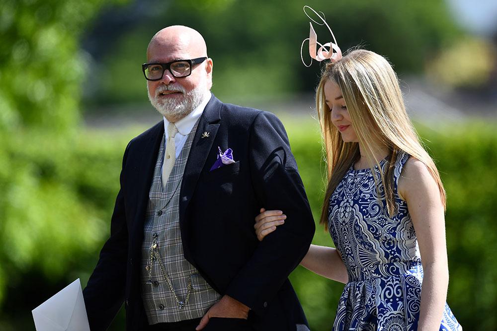 Gary Goldsmith och hans dotter Tallulah anländer till Pippa Middletons bröllop 2017. 