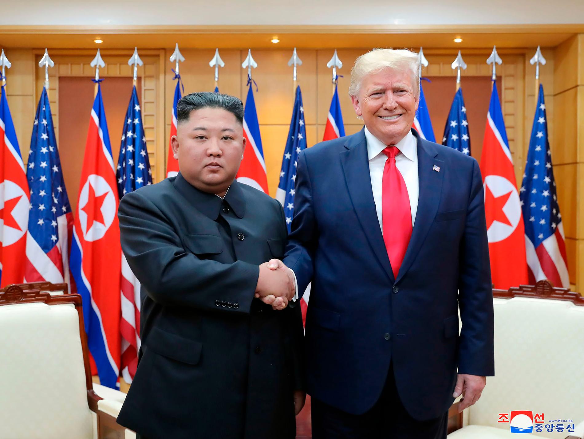 Kim Jong-un och Donald Trump i Nordkorea.