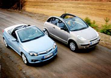 Opel Tigra och Citroën Pluriel - för den som vill åka cab till ett hyfsat lågt pris.