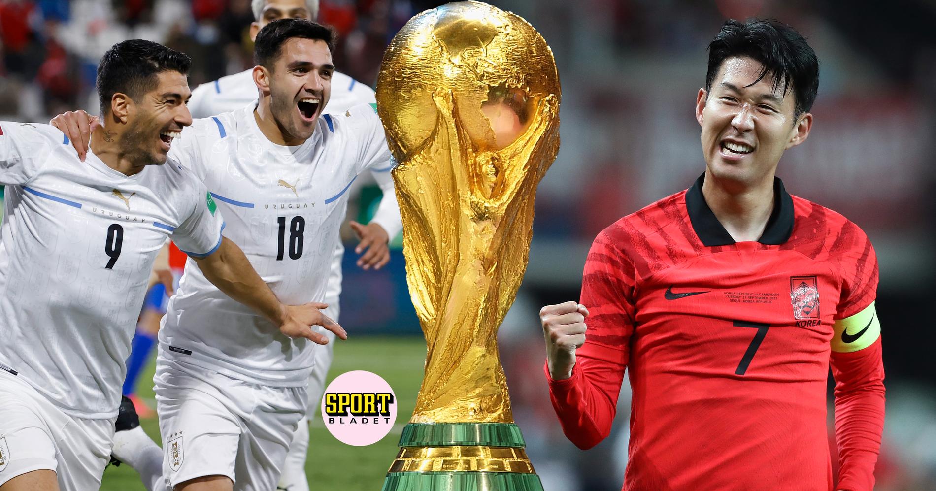 Uruguay möter Sydkorea i fotbolls-VM 2022.