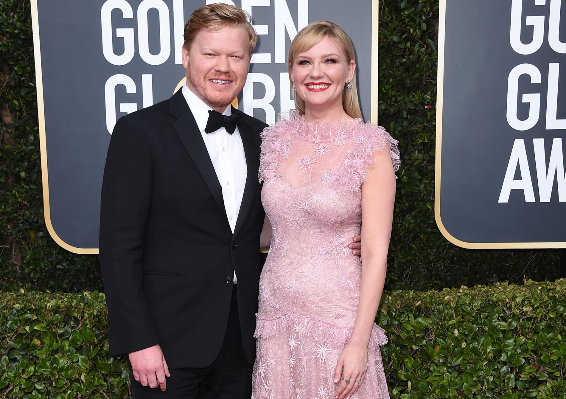 Jesse Plemons och Kirsten Dunst på Golden Globe-galan 2020.
